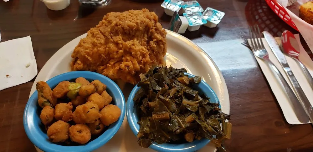 Fried Chicken Collards and Okra